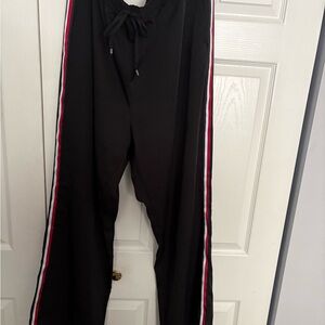 Tommy Hilfiger Black Track Pants with Red and White Stripes